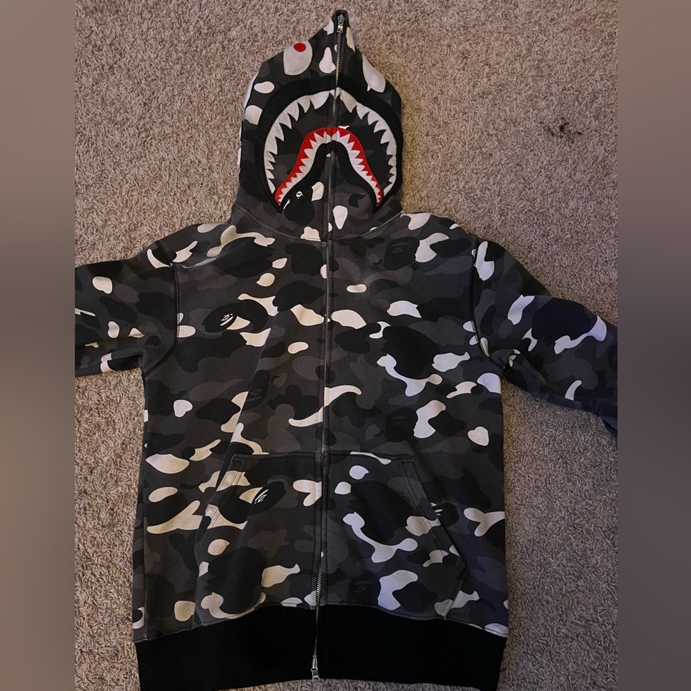 Black and white Bape hoodie size Medium